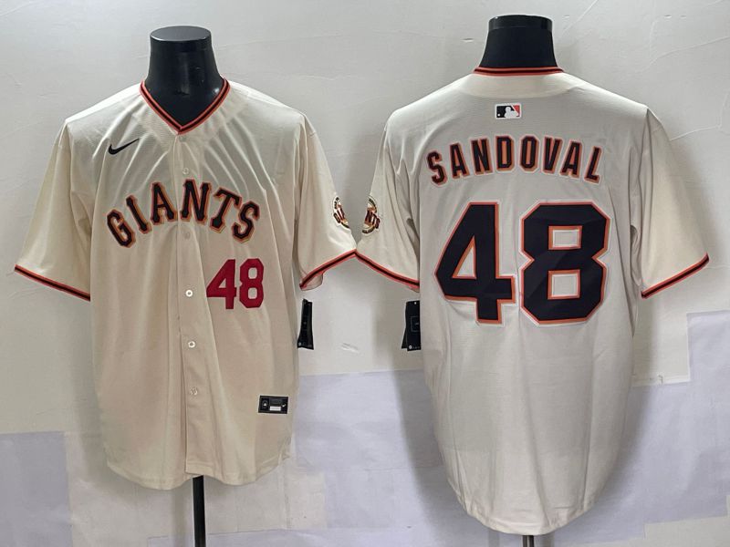Men 2025 San Francisco Giants #48 Sandoval Cream Game Nike MLB Jersey style 2->new york yankees->MLB Jersey